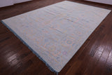 Light Blue Persian Sultanabad Hand Knotted Wool Rug - 10' 1" X 14' 3" - Golden Nile