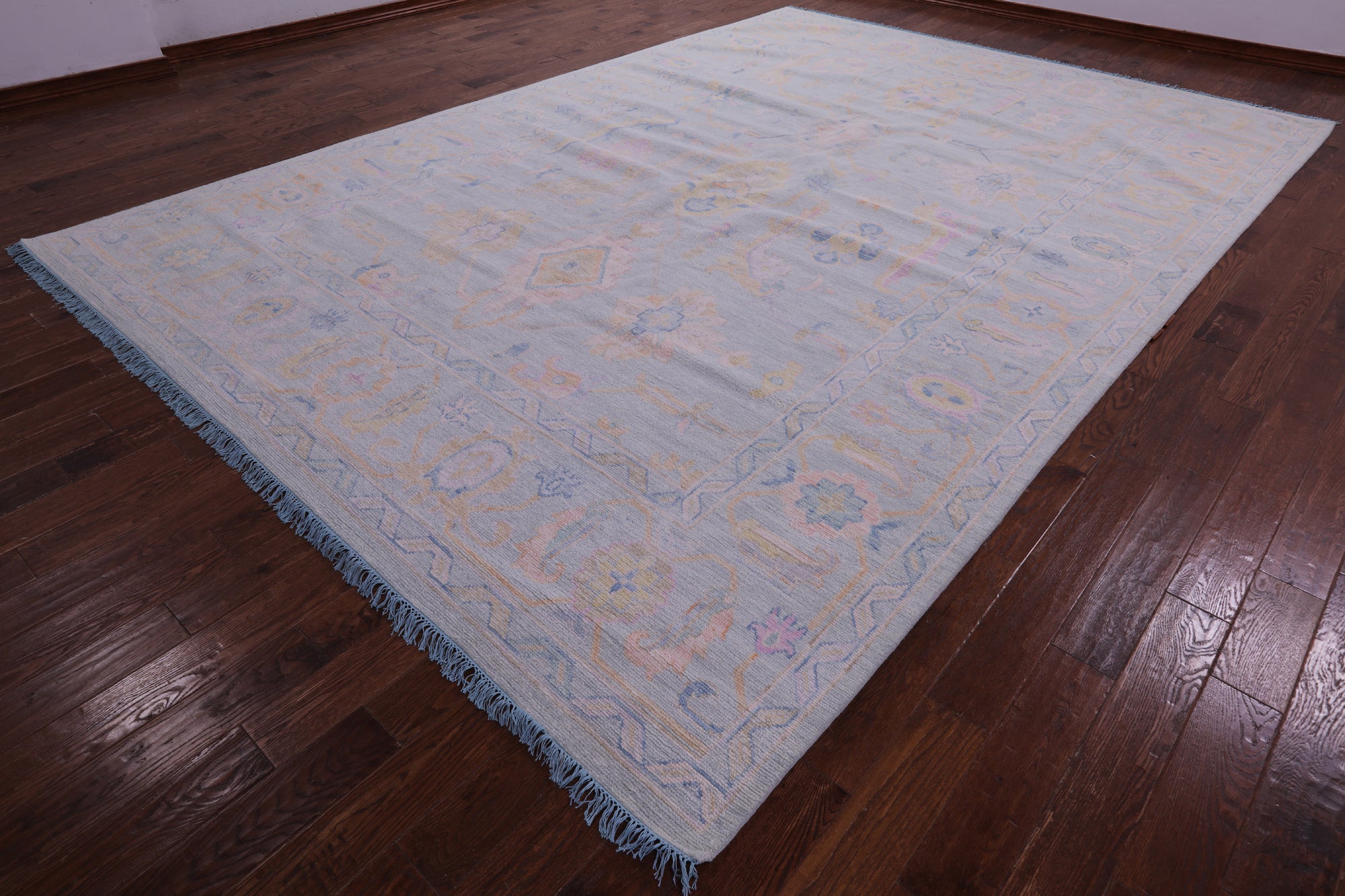 Light Blue Persian Sultanabad Hand Knotted Wool Rug - 10' 1" X 14' 3" - Golden Nile