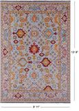 Light Grey Persian Heriz Serapi Hand Knotted Wool Rug - 9' 11" X 13' 8" - Golden Nile