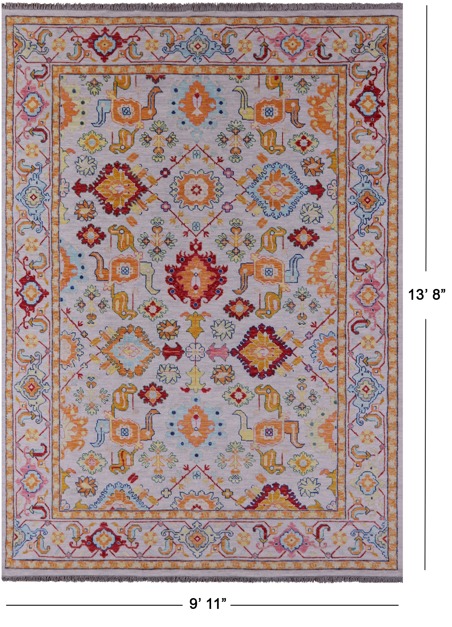 Light Grey Persian Heriz Serapi Hand Knotted Wool Rug - 9' 11" X 13' 8" - Golden Nile