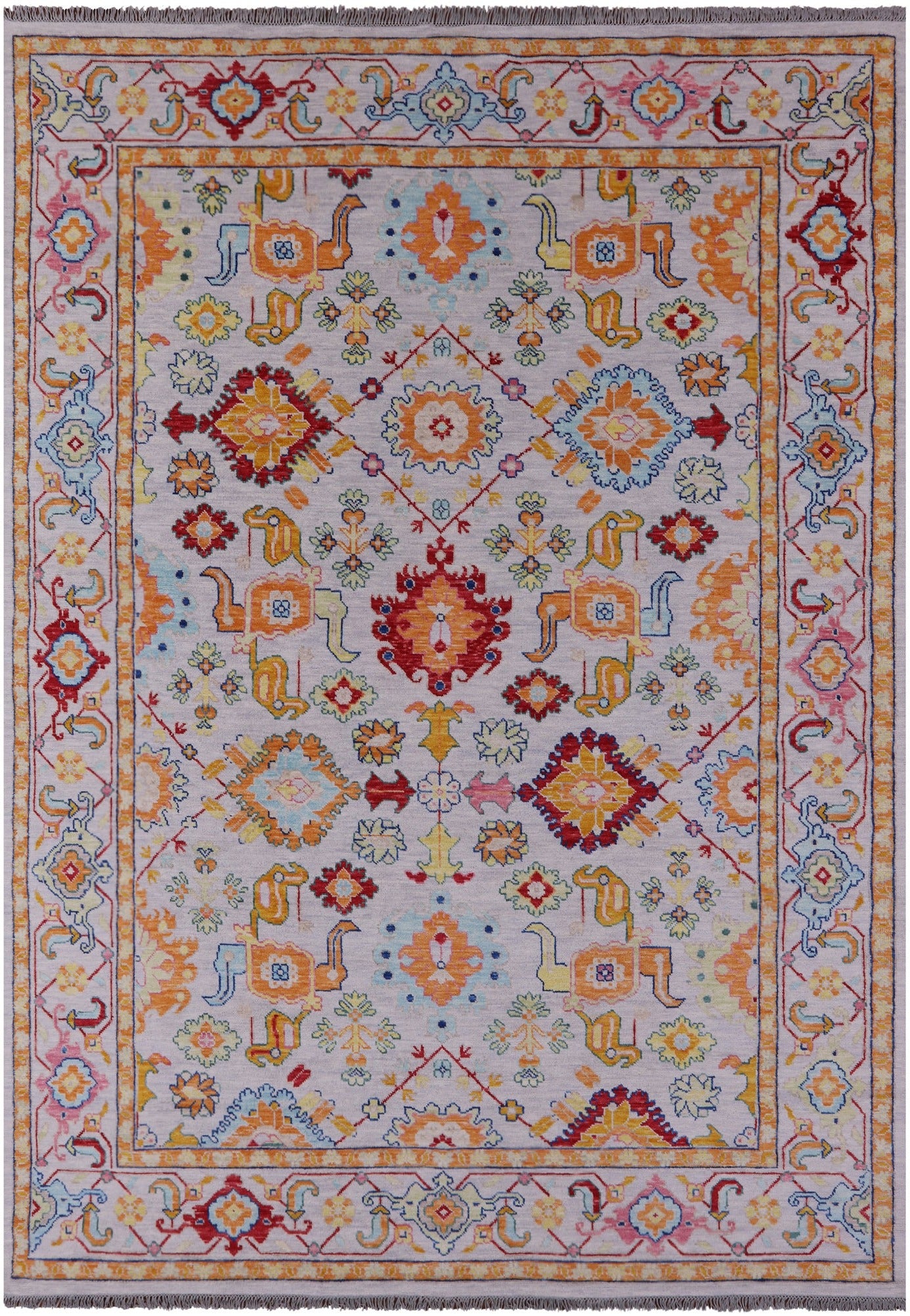 Light Grey Persian Heriz Serapi Hand Knotted Wool Rug - 9' 11" X 13' 8" - Golden Nile