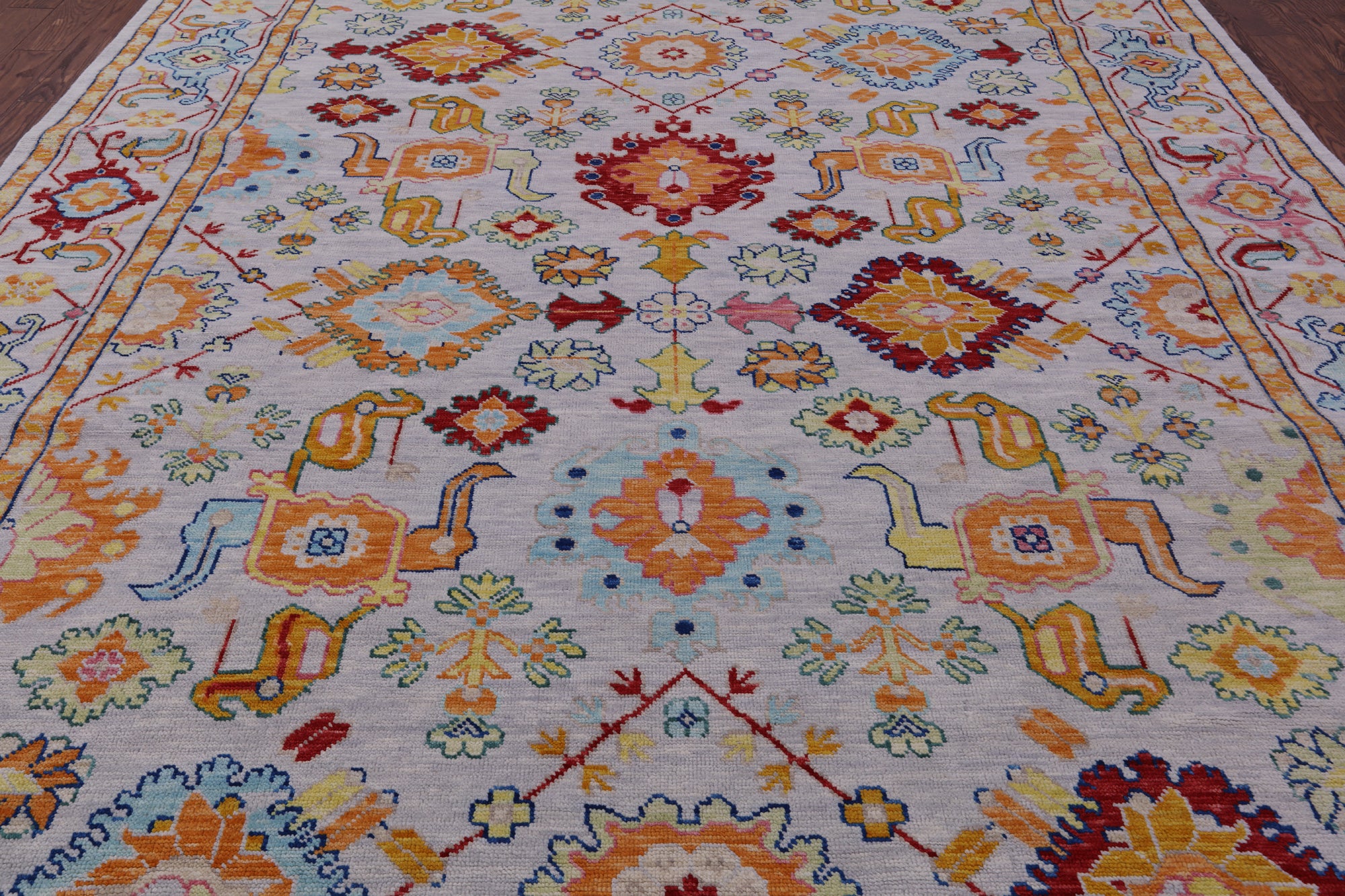 Light Grey Persian Heriz Serapi Hand Knotted Wool Rug - 9' 11" X 13' 8" - Golden Nile