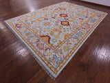 Light Grey Persian Heriz Serapi Hand Knotted Wool Rug - 9' 11" X 13' 8" - Golden Nile