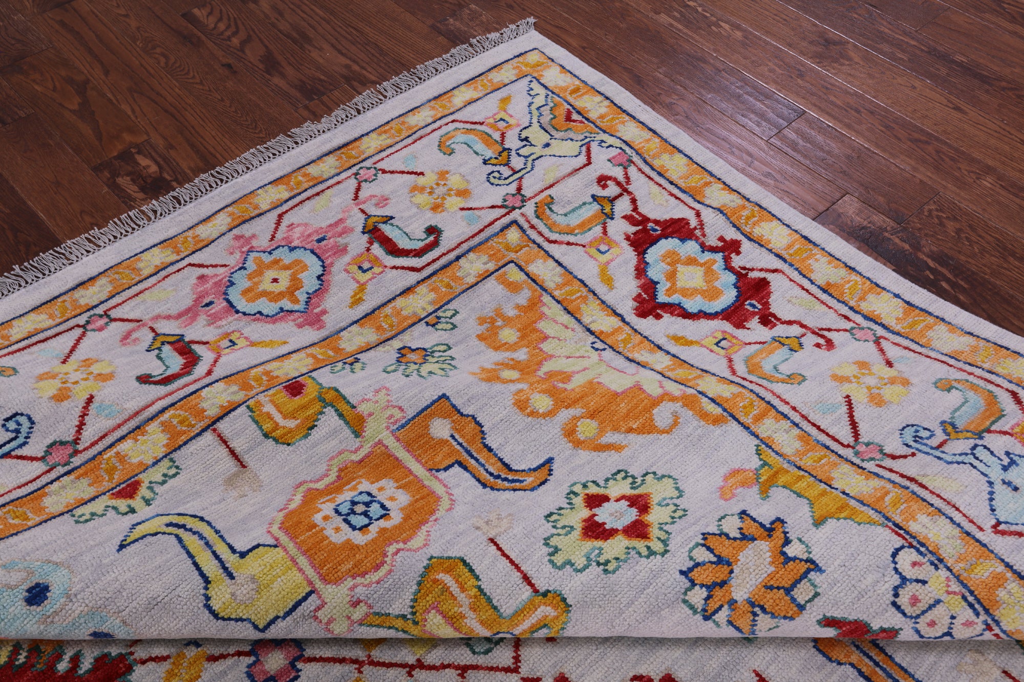 Light Grey Persian Heriz Serapi Hand Knotted Wool Rug - 9' 11" X 13' 8" - Golden Nile