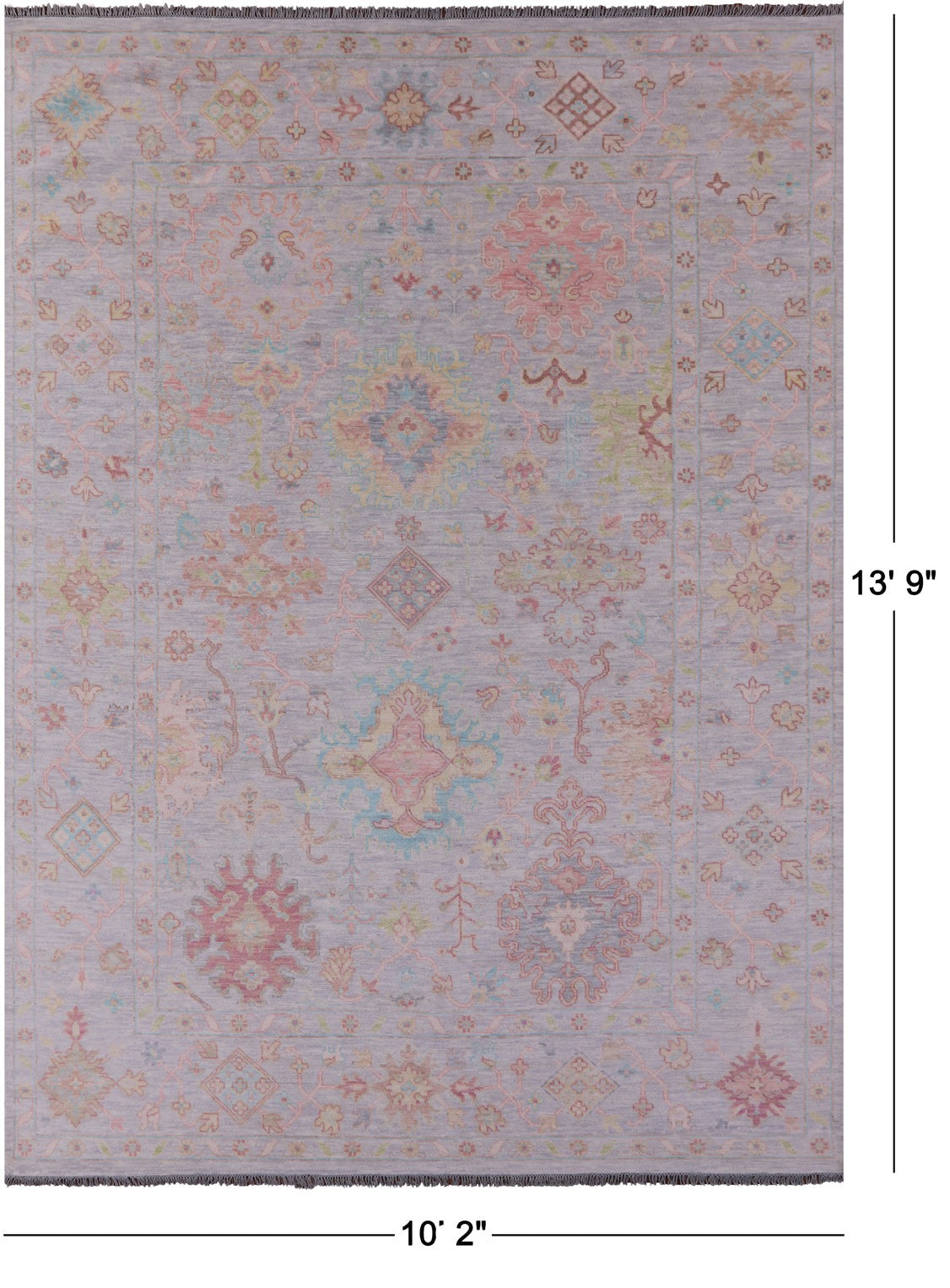 Silver Persian Sultanabad Hand Knotted Wool Rug - 10' 2" X 13' 9" - Golden Nile