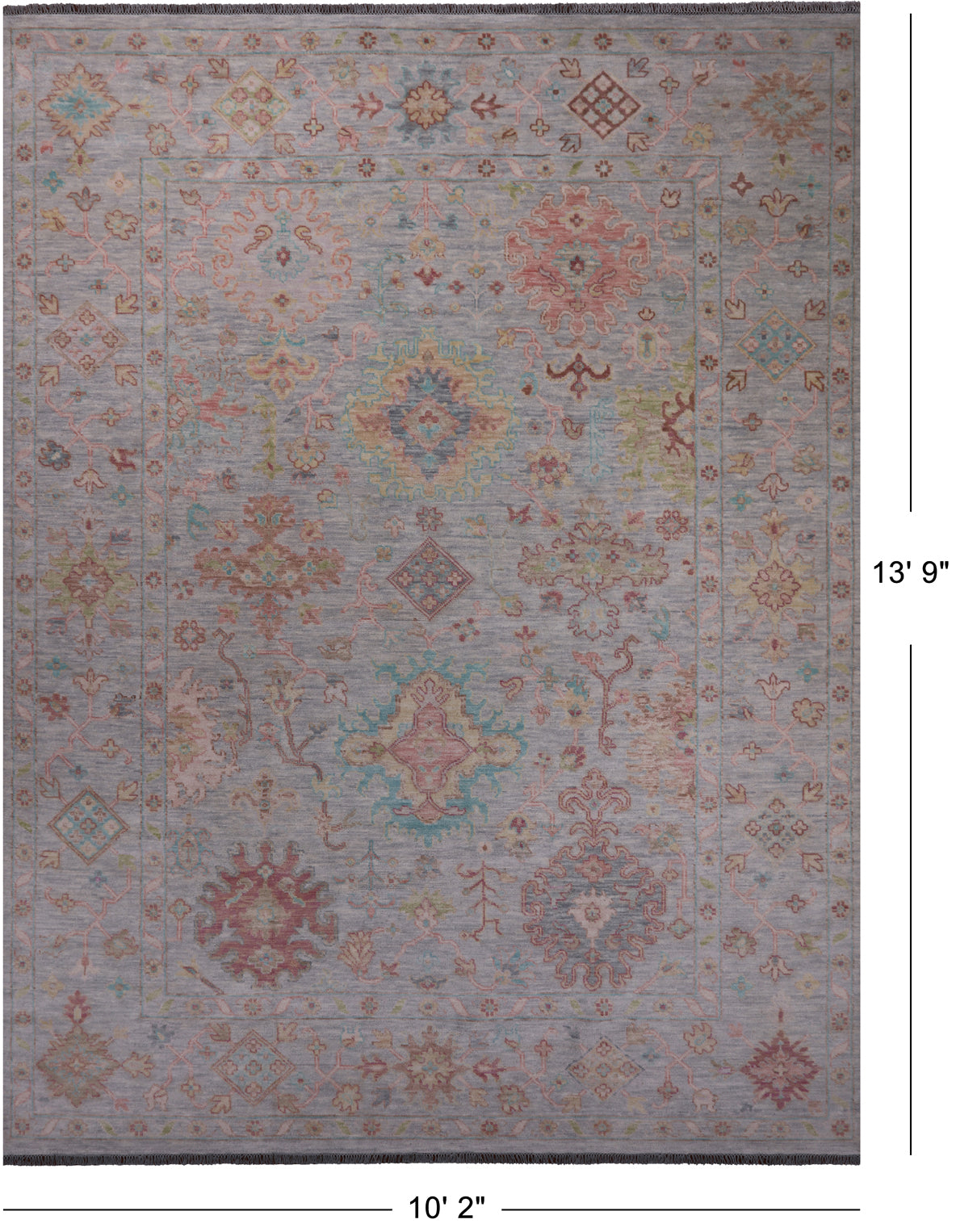 SUPER SALE Silver Persian Sultanabad Hand Knotted Wool Rug - 10' 2" X 13' 9"