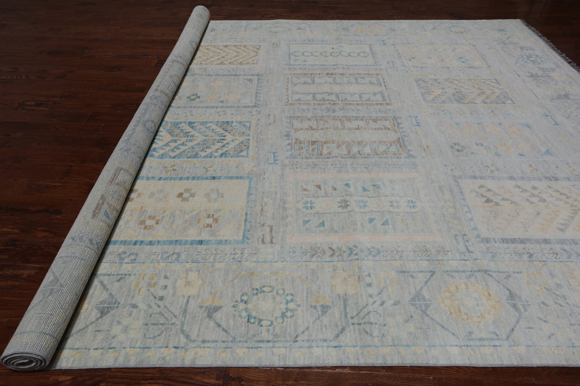 Grey Tribal Persian Gabbeh Hand Knotted Wool Rug - 10' 3" X 13' 10"