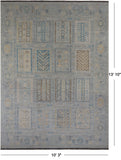Grey Tribal Persian Gabbeh Hand Knotted Wool Rug - 10' 3" X 13' 10"