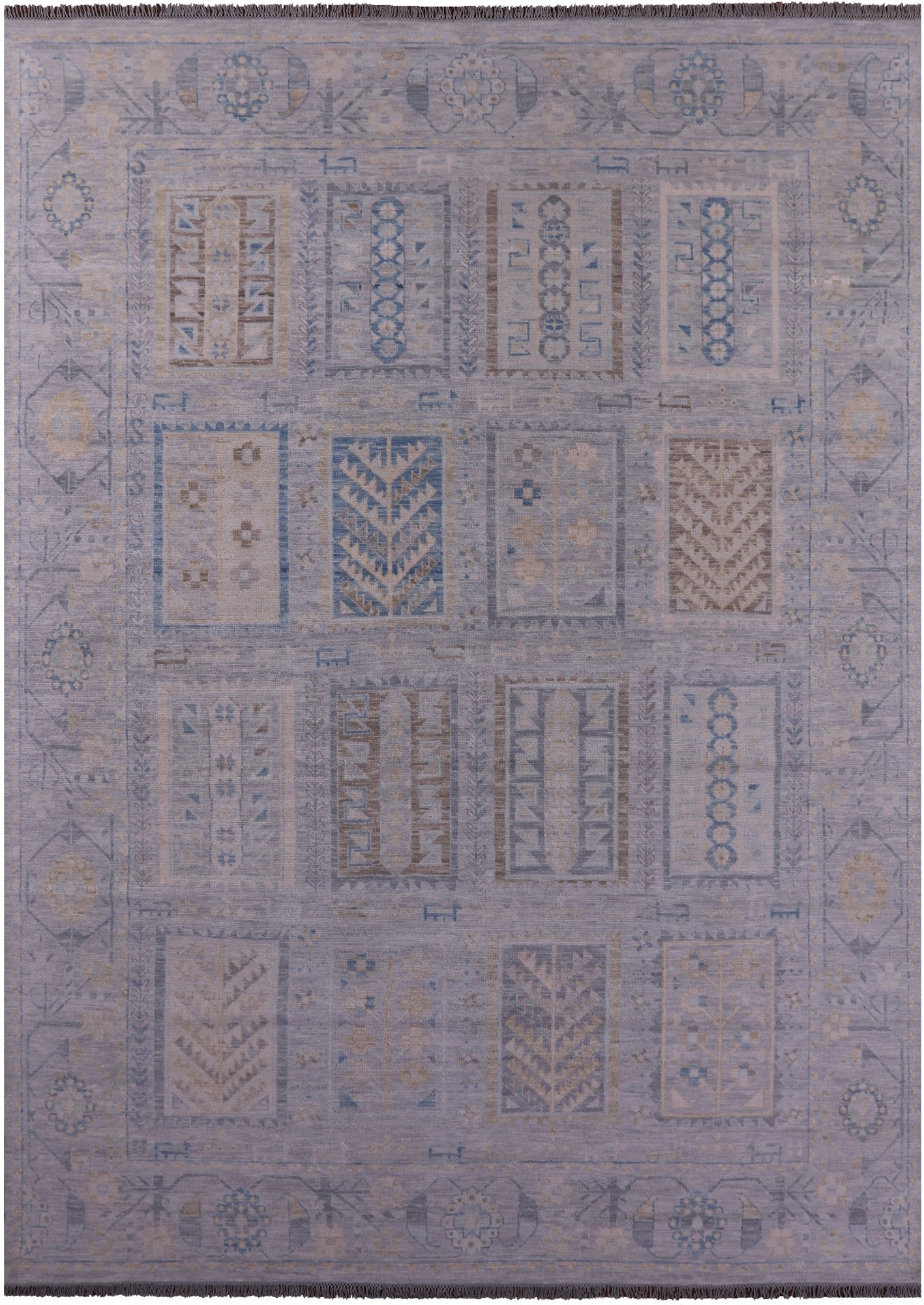 Grey Tribal Persian Gabbeh Hand Knotted Wool Rug - 10' 3" X 13' 10" - Golden Nile