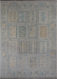 Grey Tribal Persian Gabbeh Hand Knotted Wool Rug - 10' 3" X 13' 10"