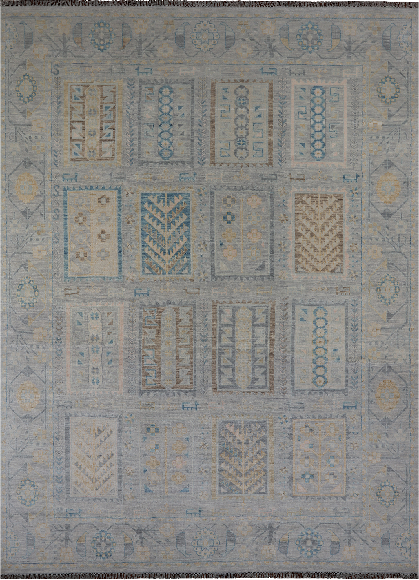 Grey Tribal Persian Gabbeh Hand Knotted Wool Rug - 10' 3" X 13' 10"