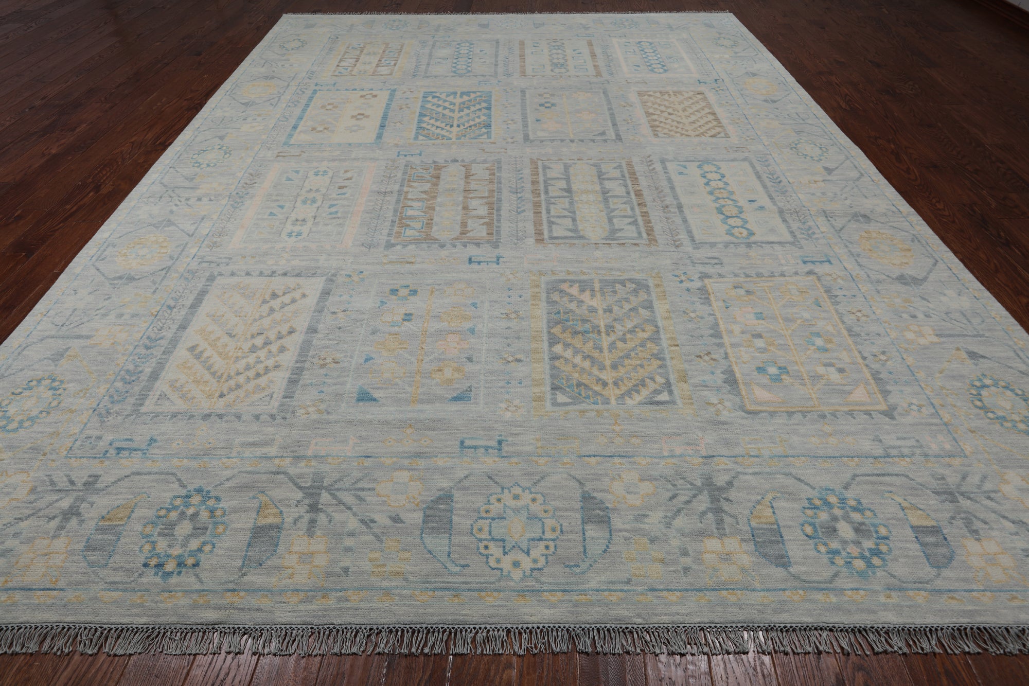 Grey Tribal Persian Gabbeh Hand Knotted Wool Rug - 10' 3" X 13' 10"