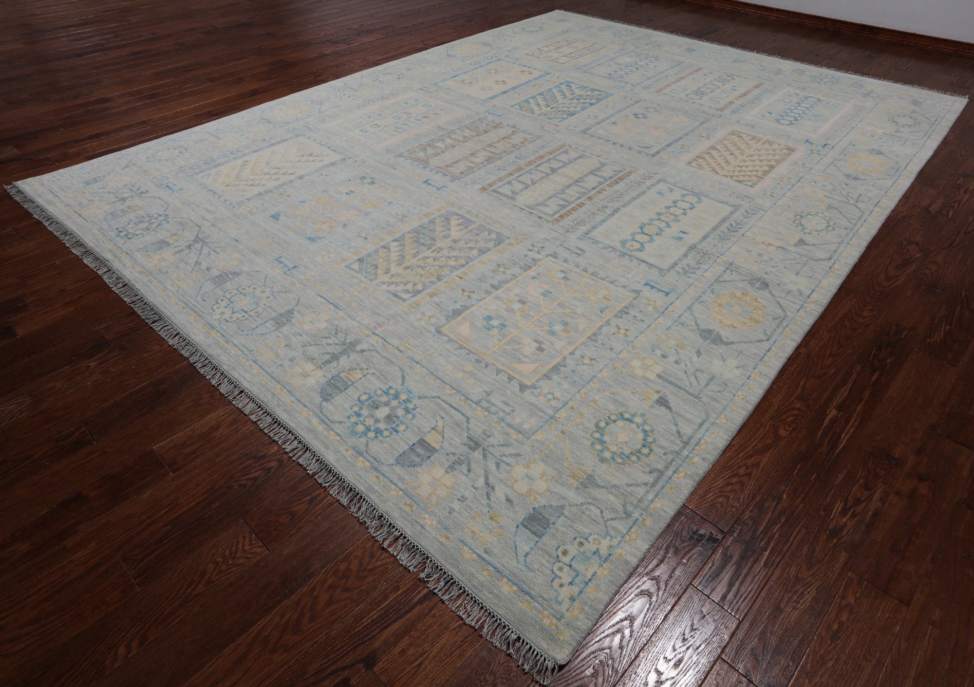 Grey Tribal Persian Gabbeh Hand Knotted Wool Rug - 10' 3" X 13' 10"