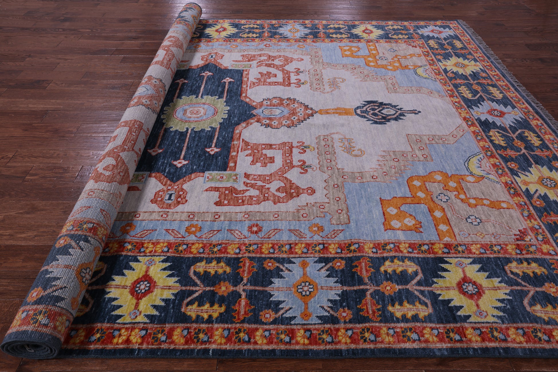 Geometric Heriz Serapi Handmade Wool Rug - 9' 10" X 13' 10" - Golden Nile