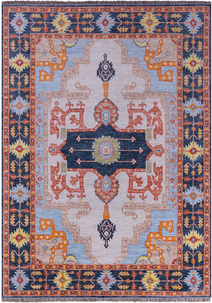 Geometric Heriz Serapi Handmade Wool Rug - 9' 10" X 13' 10" - Golden Nile