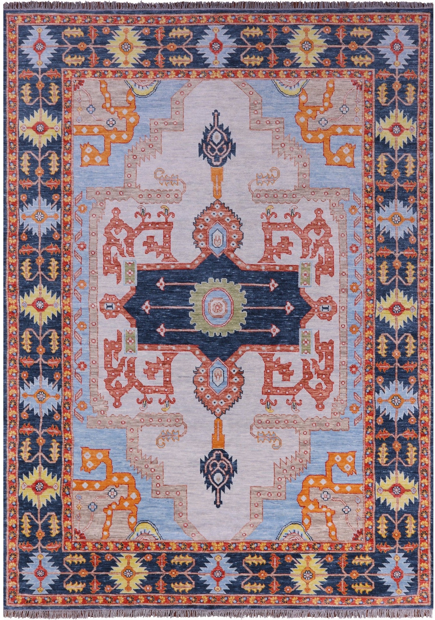 Geometric Heriz Serapi Handmade Wool Rug - 9' 10" X 13' 10" - Golden Nile