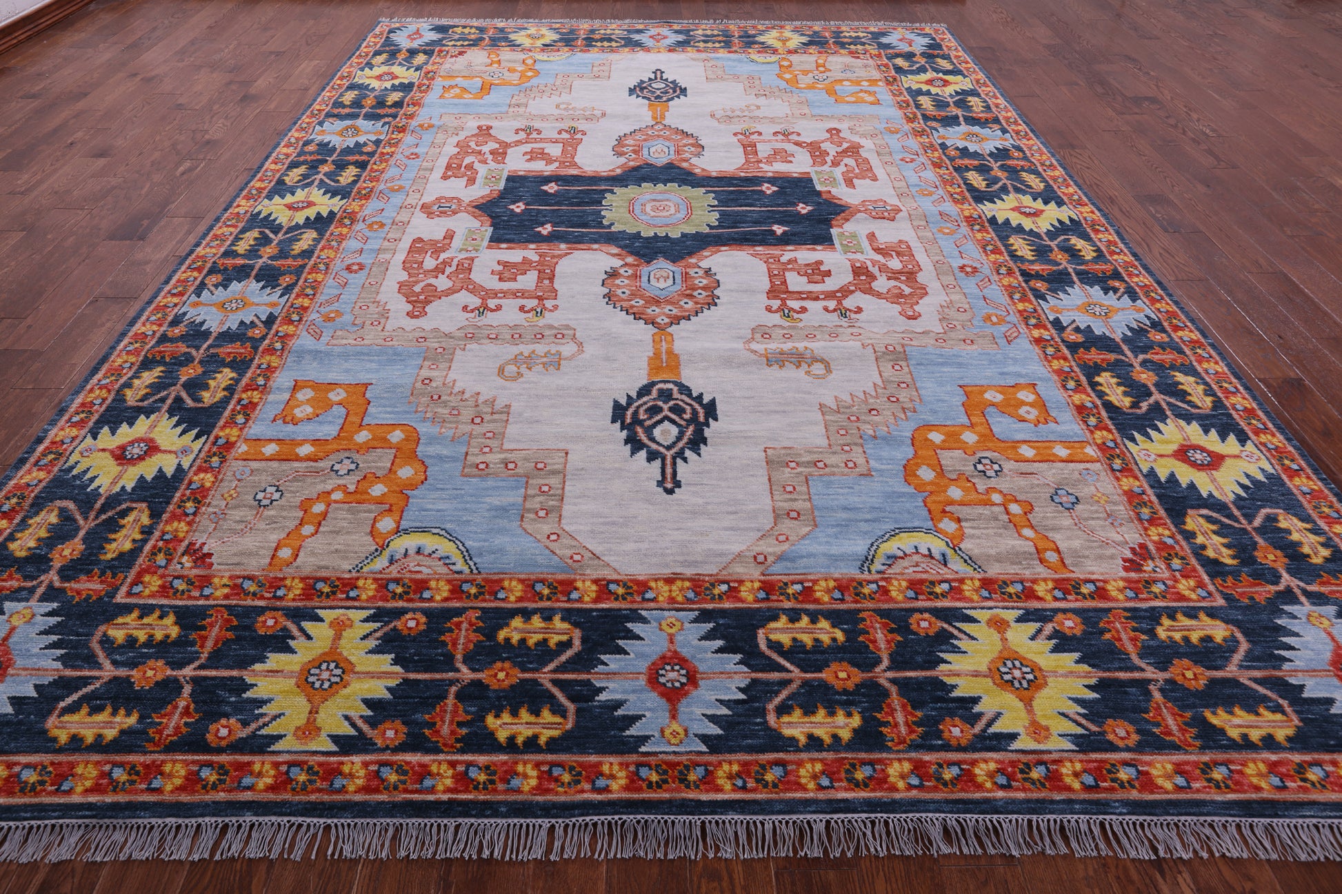 Geometric Heriz Serapi Handmade Wool Rug - 9' 10" X 13' 10" - Golden Nile