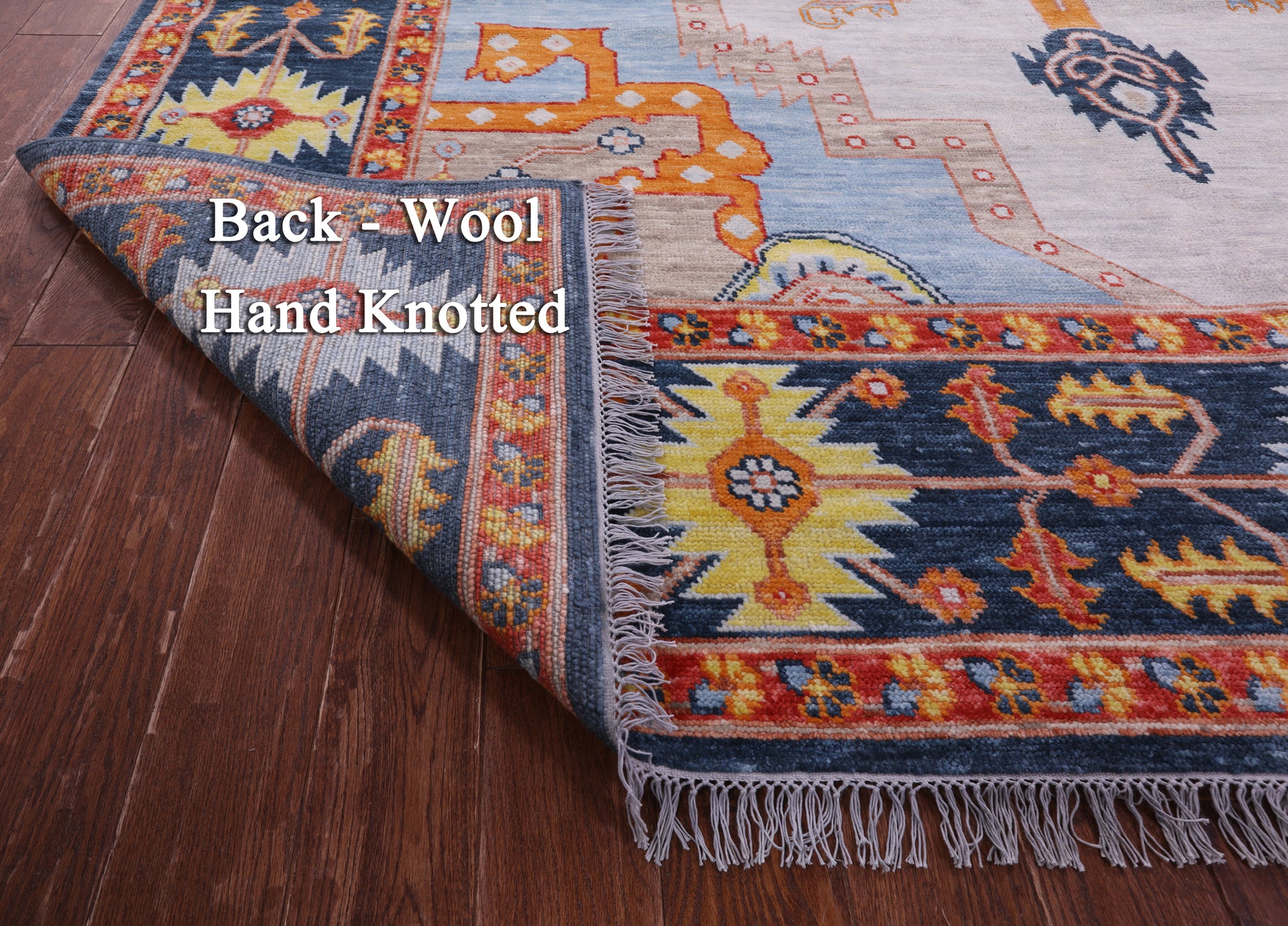 Geometric Heriz Serapi Handmade Wool Rug - 9' 10" X 13' 10" - Golden Nile
