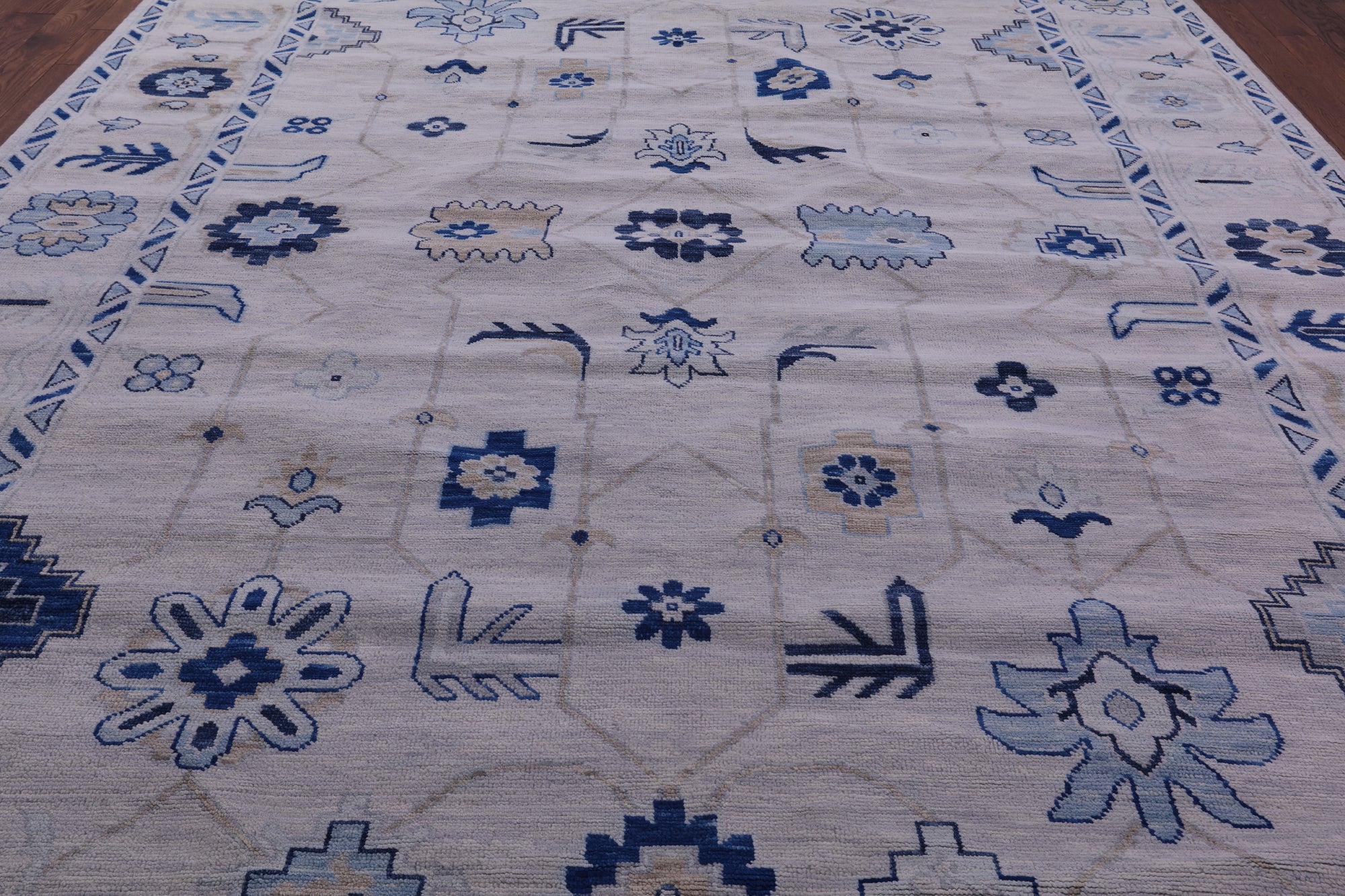 Grey Turkish Oushak Hand Knotted Wool Rug - 10' 5" X 14' 0" - Golden Nile