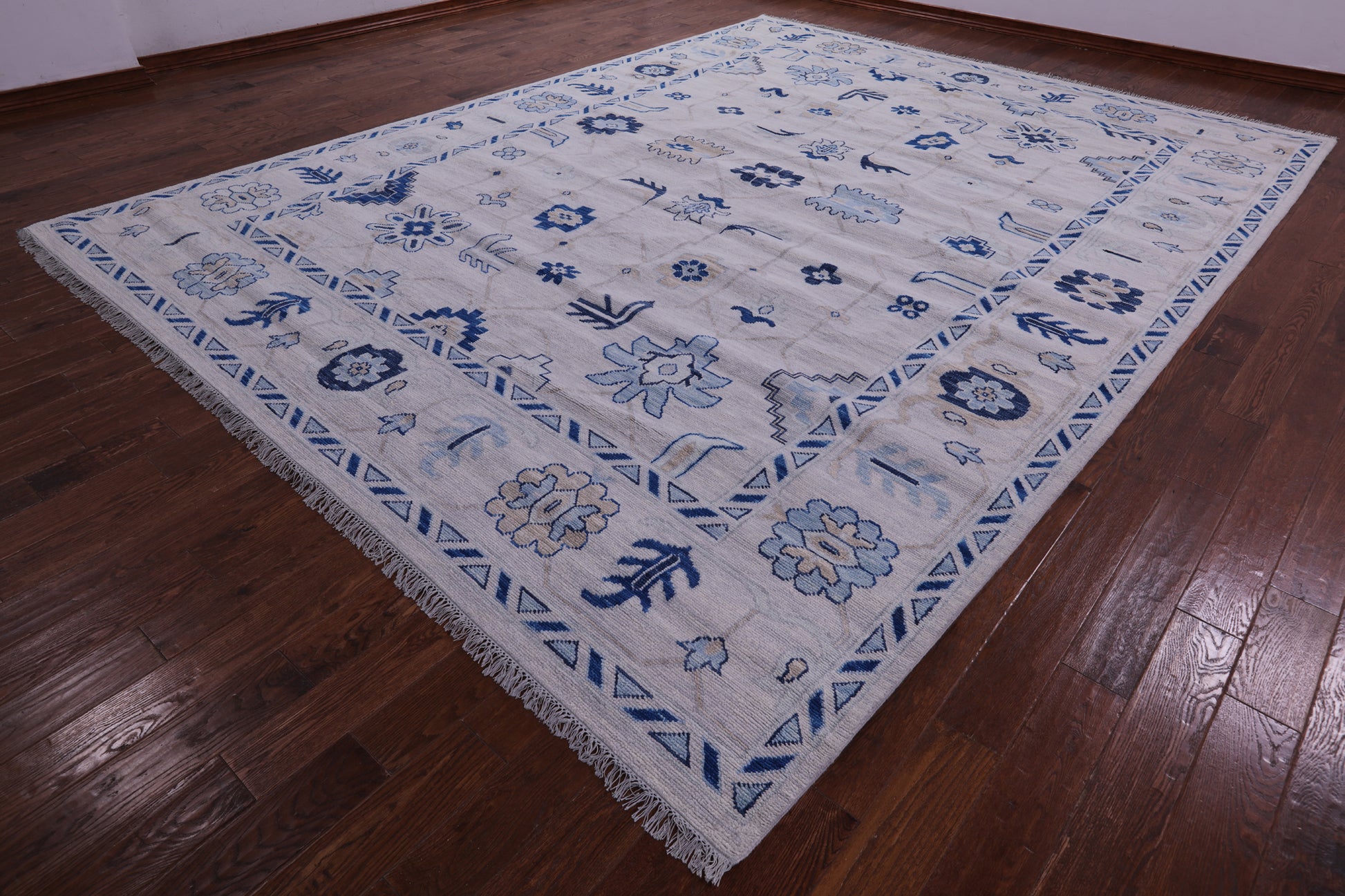 Grey Turkish Oushak Hand Knotted Wool Rug - 10' 5" X 14' 0" - Golden Nile