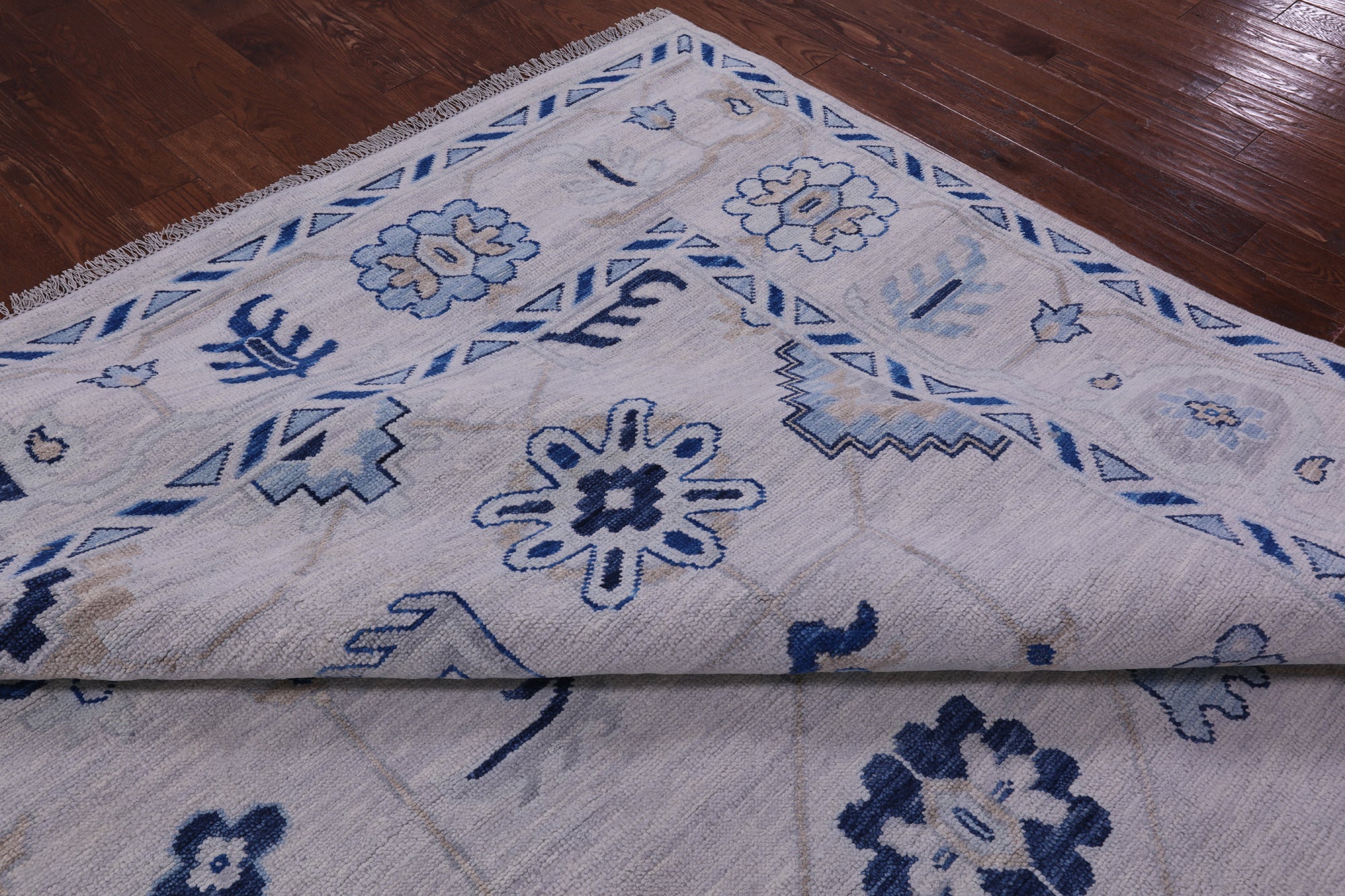 Grey Turkish Oushak Hand Knotted Wool Rug - 10' 5" X 14' 0" - Golden Nile