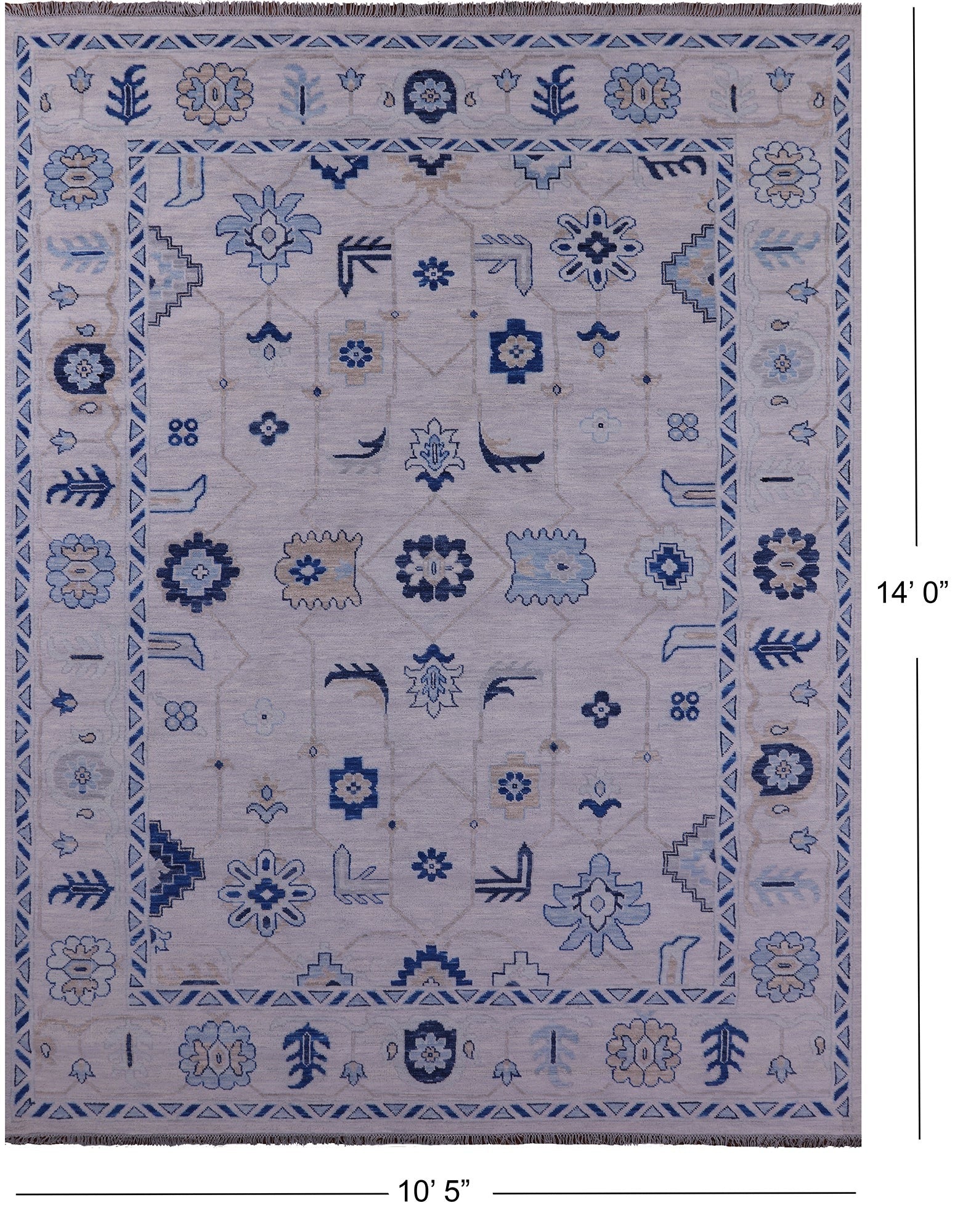 Grey Turkish Oushak Hand Knotted Wool Rug - 10' 5" X 14' 0" - Golden Nile