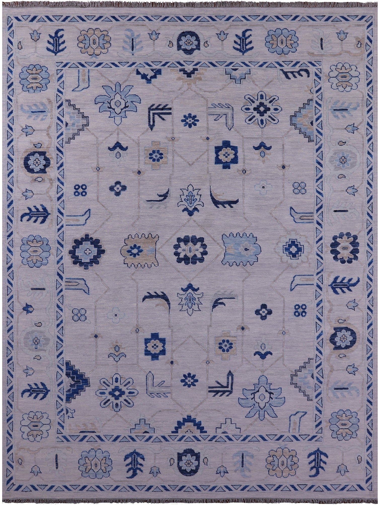 Grey Turkish Oushak Hand Knotted Wool Rug - 10' 5" X 14' 0" - Golden Nile