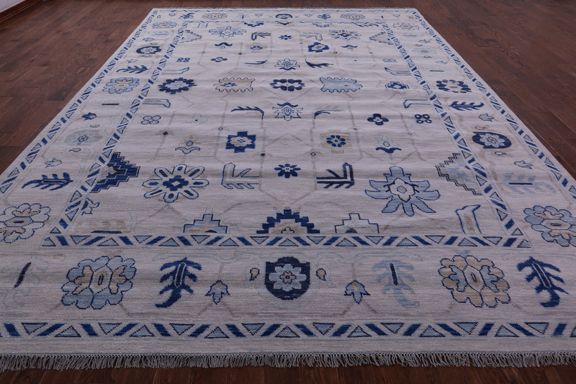 Grey Turkish Oushak Hand Knotted Wool Rug - 10' 5" X 14' 0" - Golden Nile