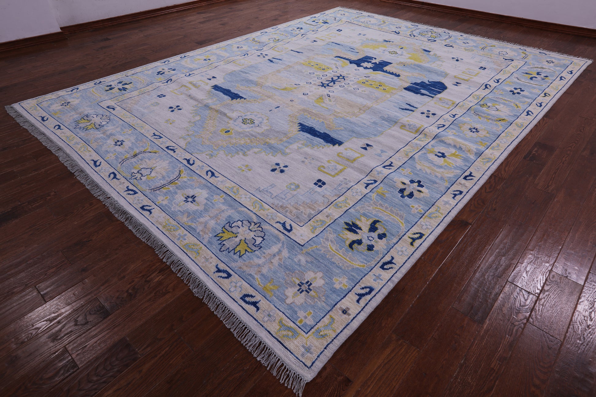 Blue Persian Bakshaish Hand Knotted Wool Rug - 10' 3" X 13' 7" - Golden Nile