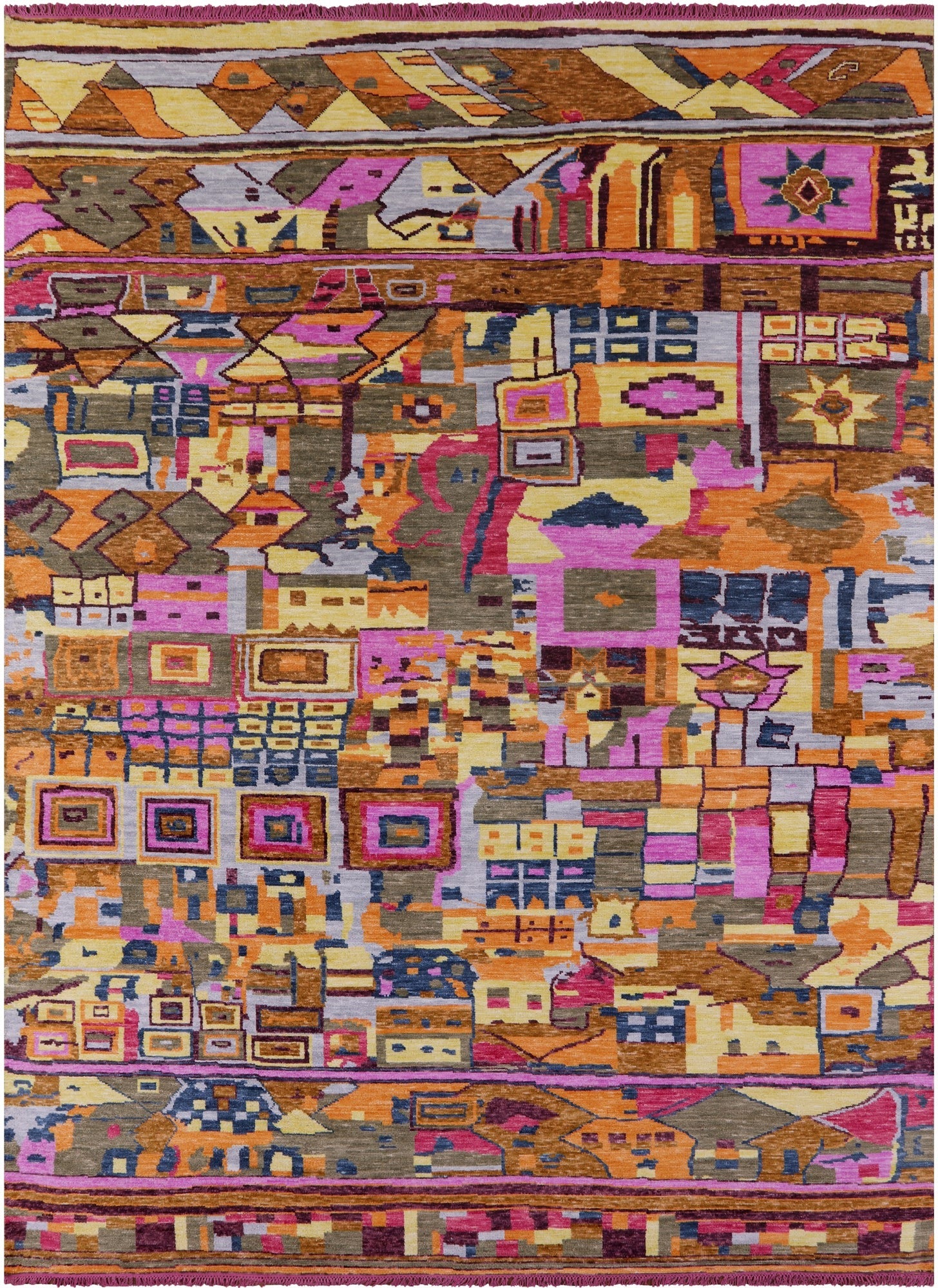 Tribal Moroccan Hand Knotted Wool Rug - 10' 2" X 13' 11" - Golden Nile