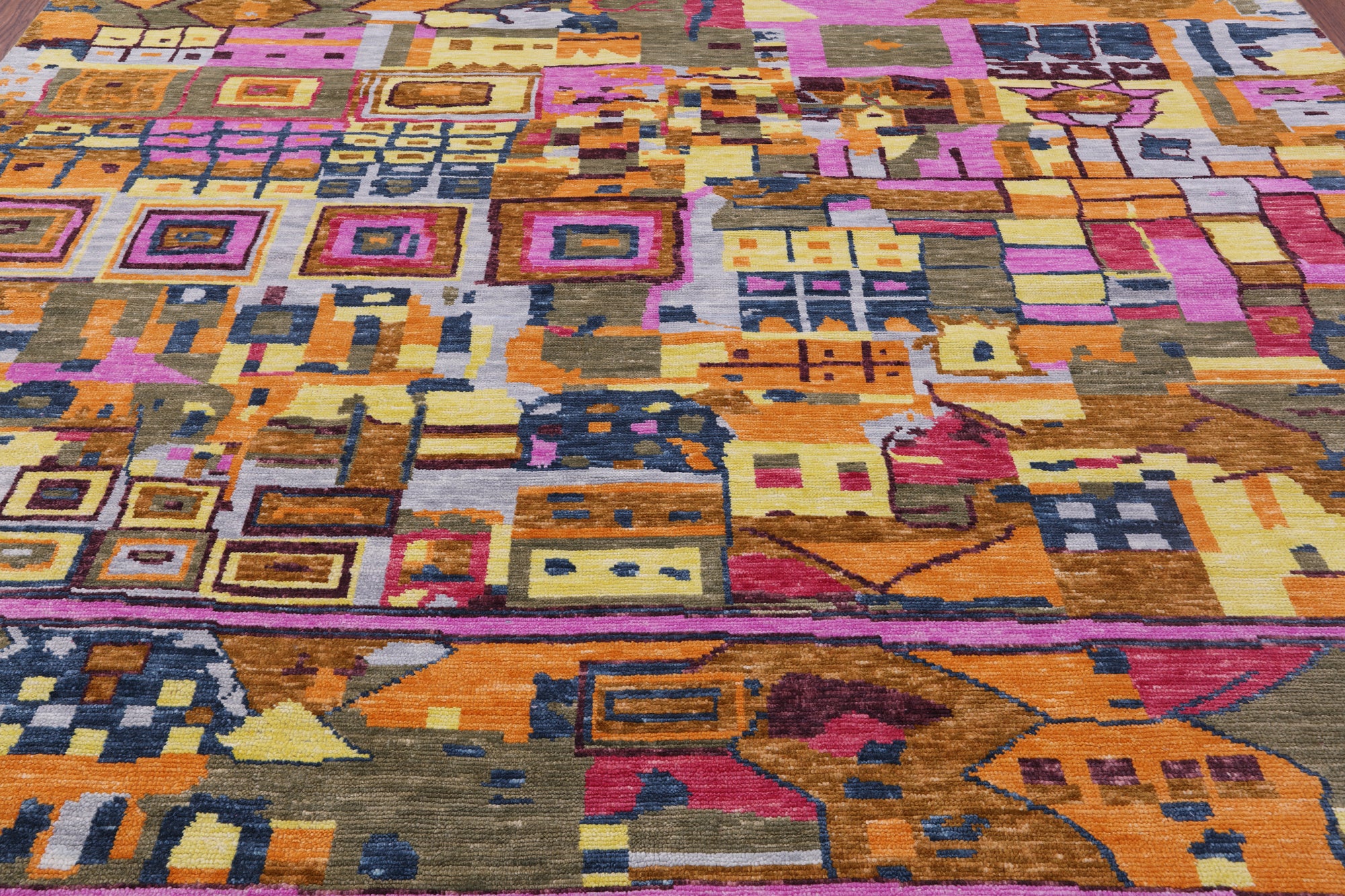Tribal Moroccan Hand Knotted Wool Rug - 10' 2" X 13' 11" - Golden Nile