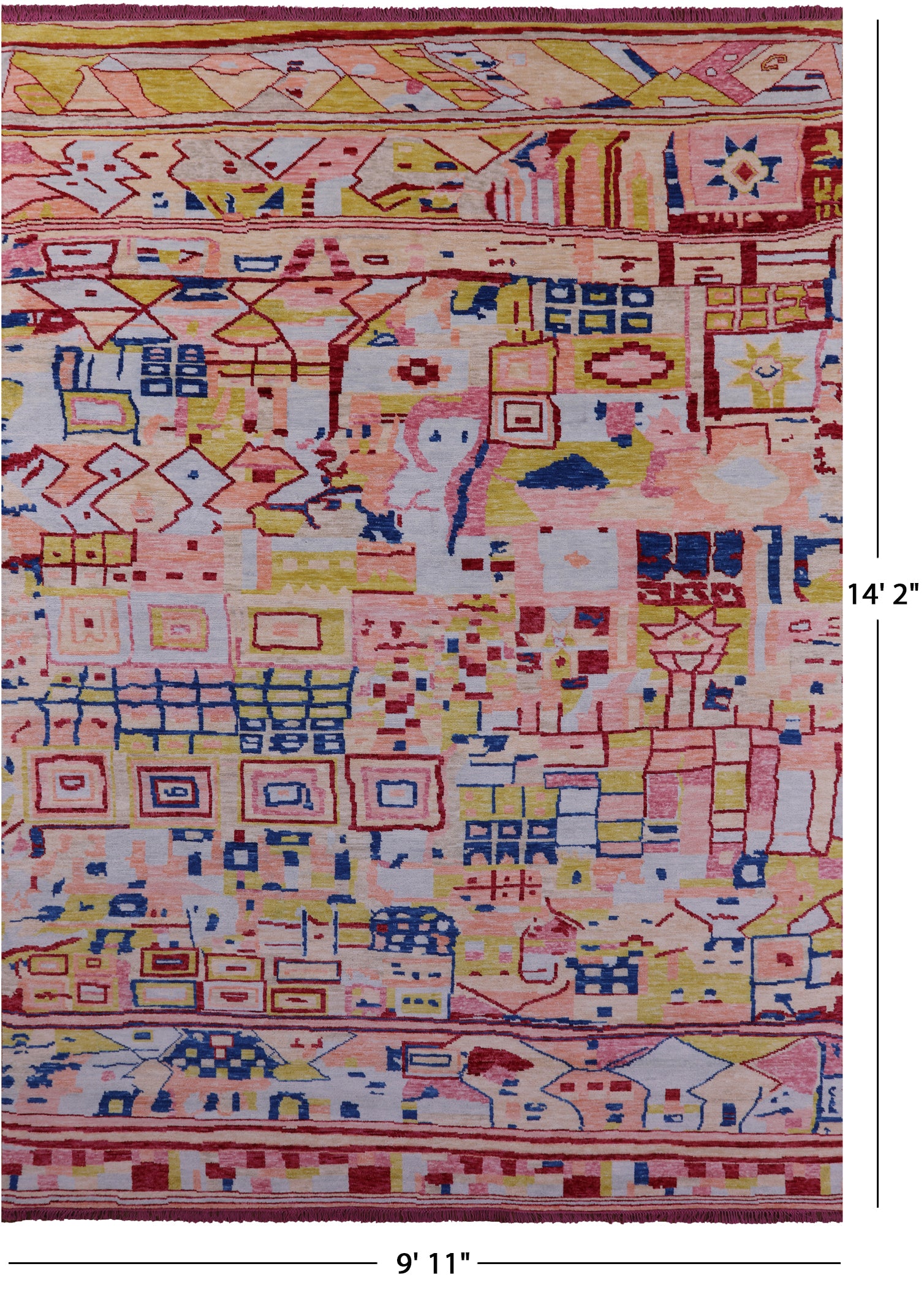 Tribal Moroccan Hand Knotted Wool Rug - 9' 11" X 14' 2" - Golden Nile