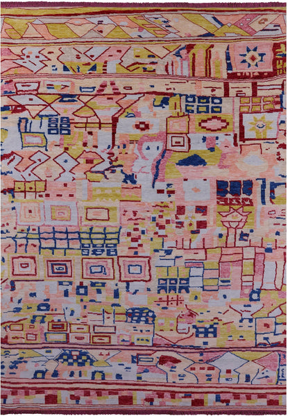Tribal Moroccan Hand Knotted Wool Rug - 9' 11" X 14' 2" - Golden Nile