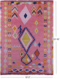 Pink Tribal Moroccan Hand Knotted Wool Rug - 10' 2" X 13' 10" - Golden Nile