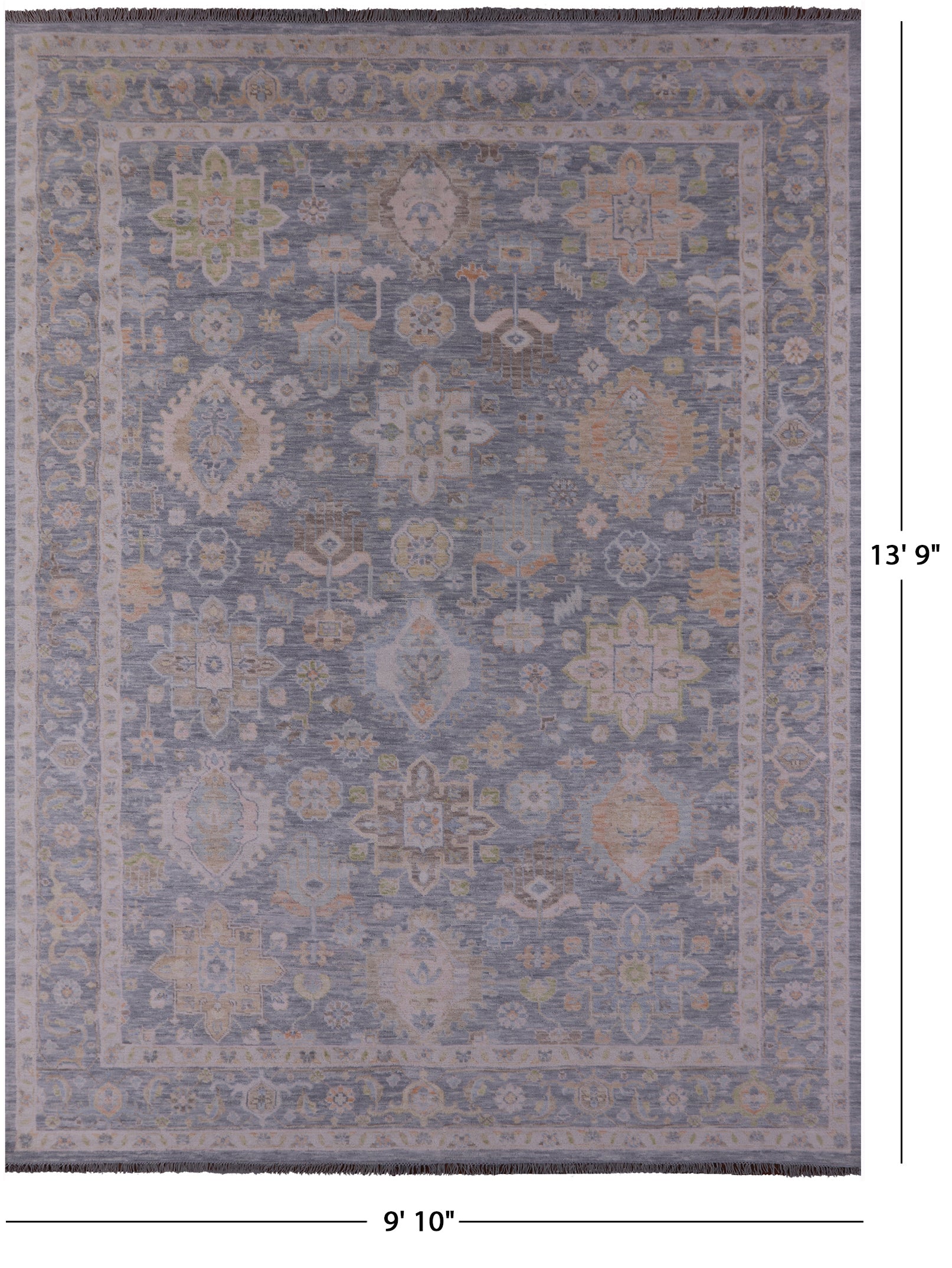 Grey Persian Fine Serapi Hand Knotted Wool Rug - 9' 10" X 13' 9" - Golden Nile