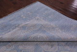 Silver Geometric Persian Mamluk Hand Knotted Wool Rug - 10' 1" X 13' 8" - Golden Nile