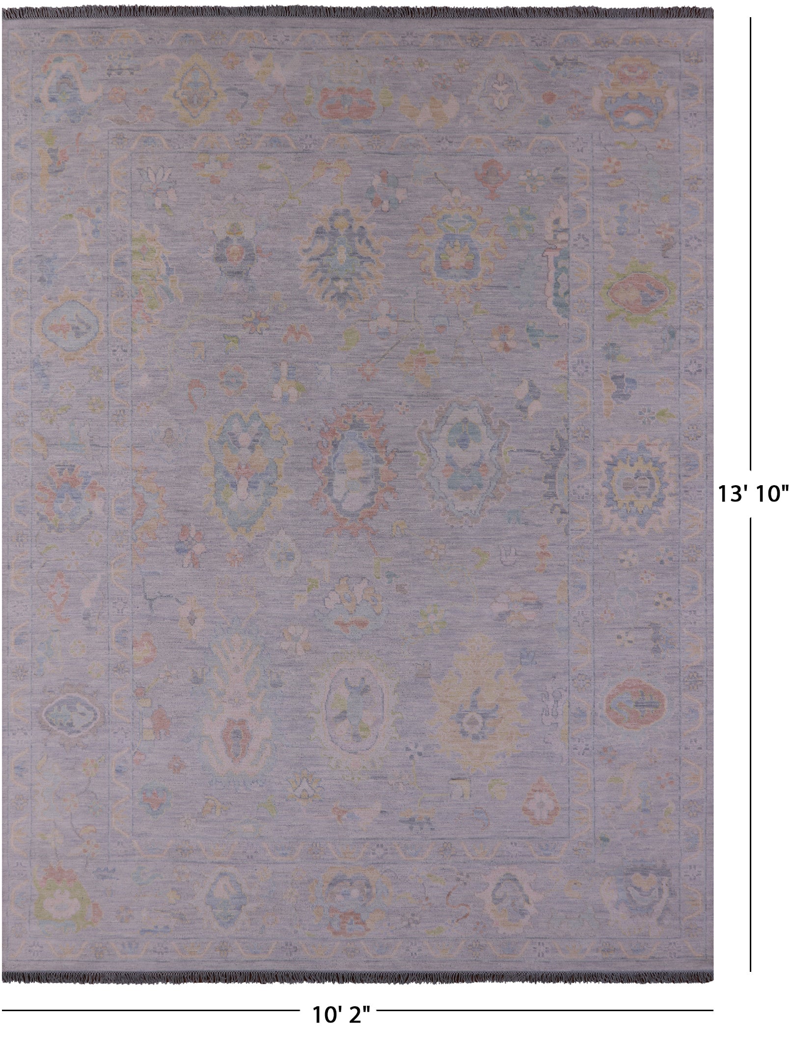 Silver Turkish Oushak Handmade Wool Rug - 10' 2" X 13' 10" - Golden Nile