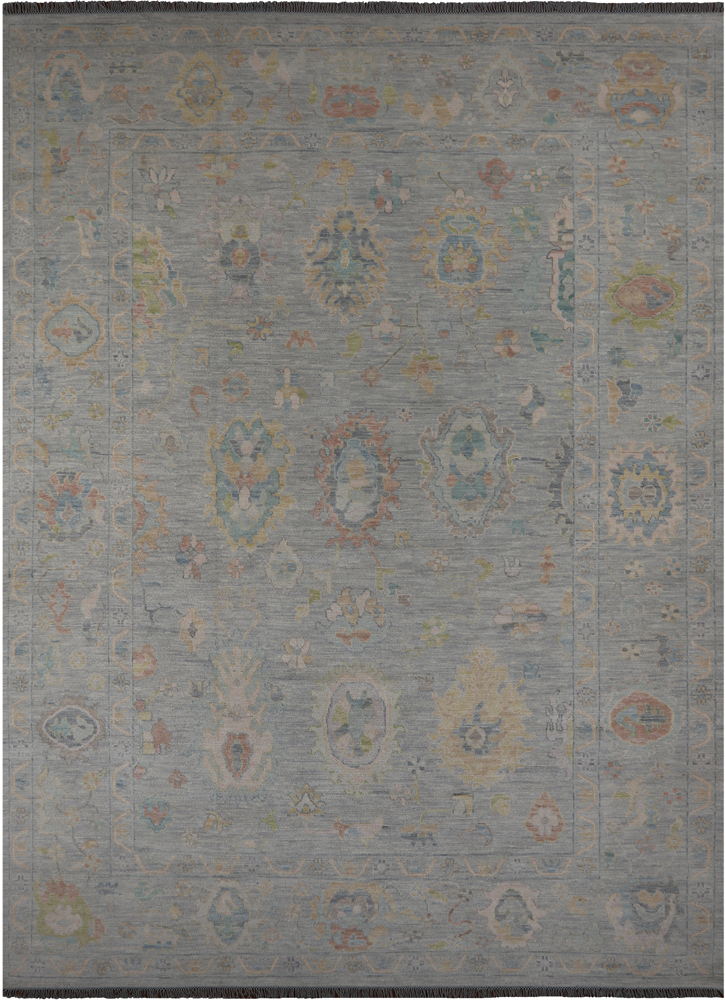 SUPER SALE Silver Turkish Oushak Handmade Wool Rug - 10' 2" X 13' 10"