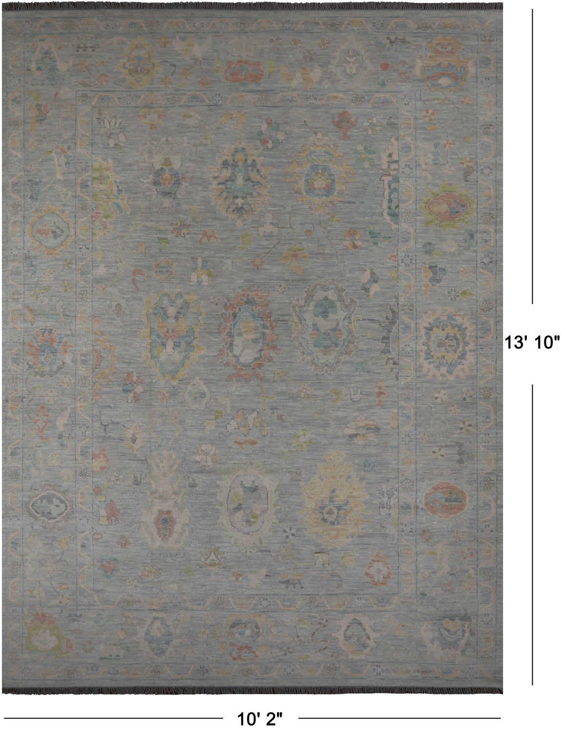 SUPER SALE Silver Turkish Oushak Handmade Wool Rug - 10' 2" X 13' 10"
