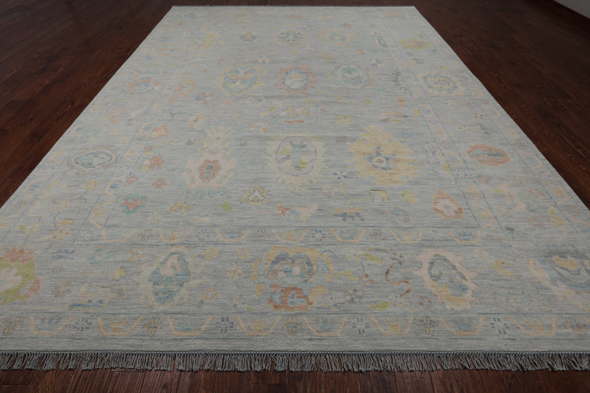 SUPER SALE Silver Turkish Oushak Handmade Wool Rug - 10' 2" X 13' 10"