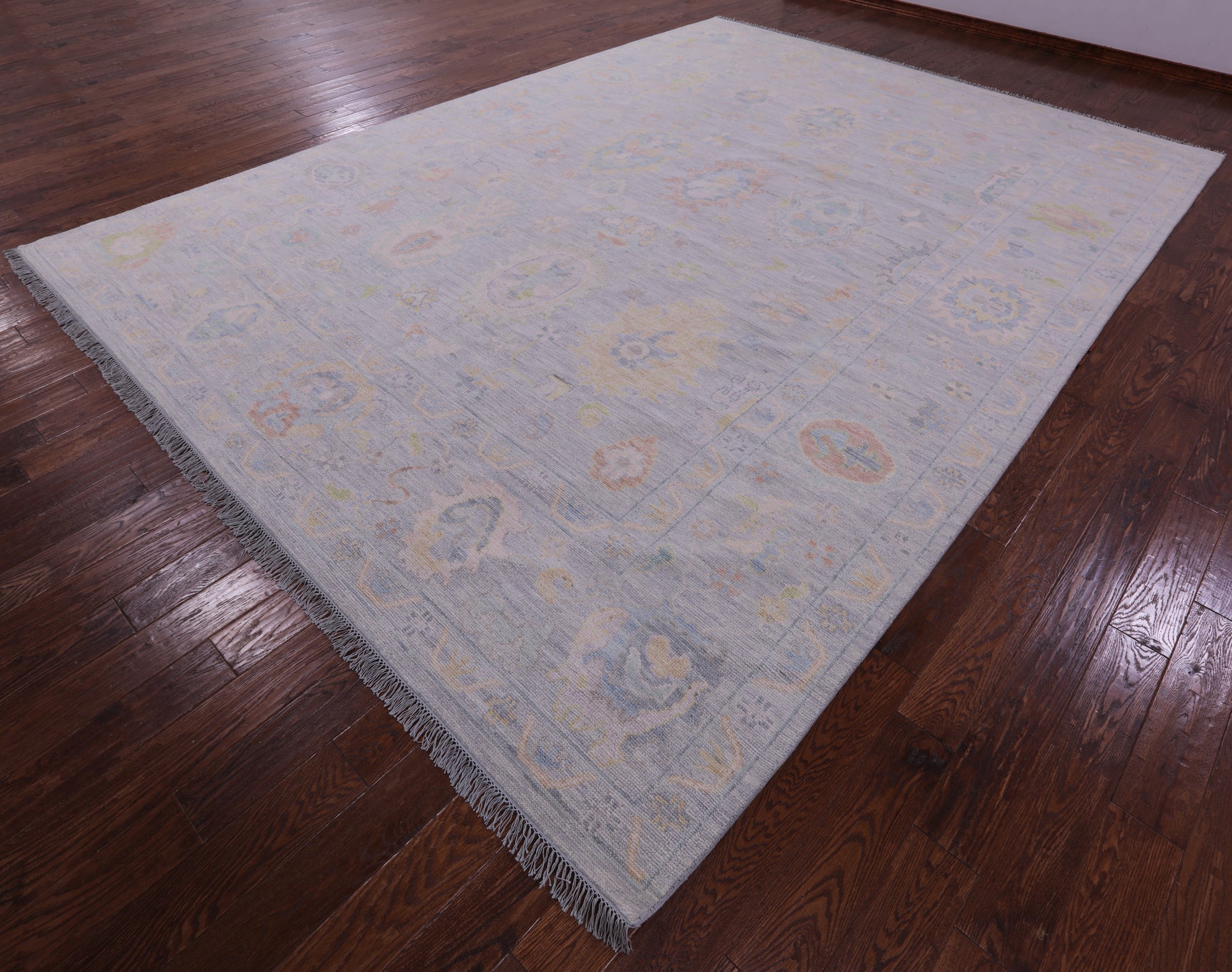 Silver Turkish Oushak Handmade Wool Rug - 10' 2" X 13' 10" - Golden Nile