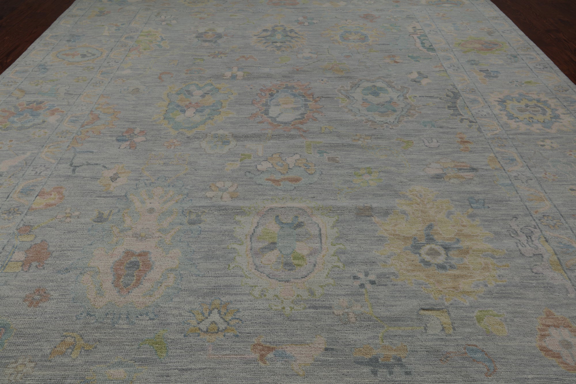 SUPER SALE Silver Turkish Oushak Handmade Wool Rug - 10' 2" X 13' 10"