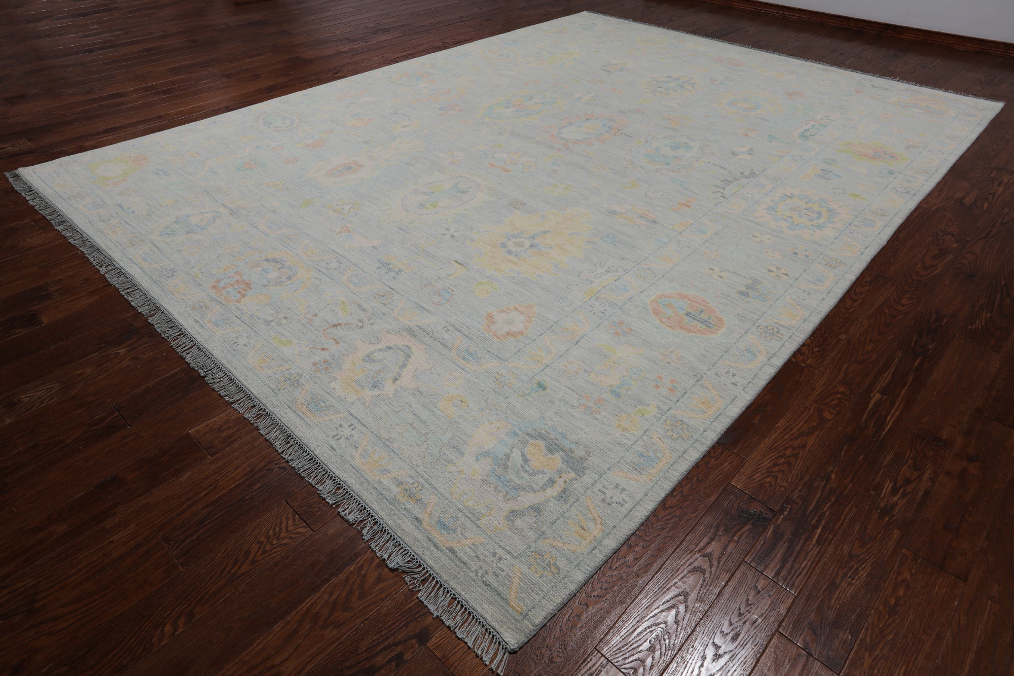 SUPER SALE Silver Turkish Oushak Handmade Wool Rug - 10' 2" X 13' 10"