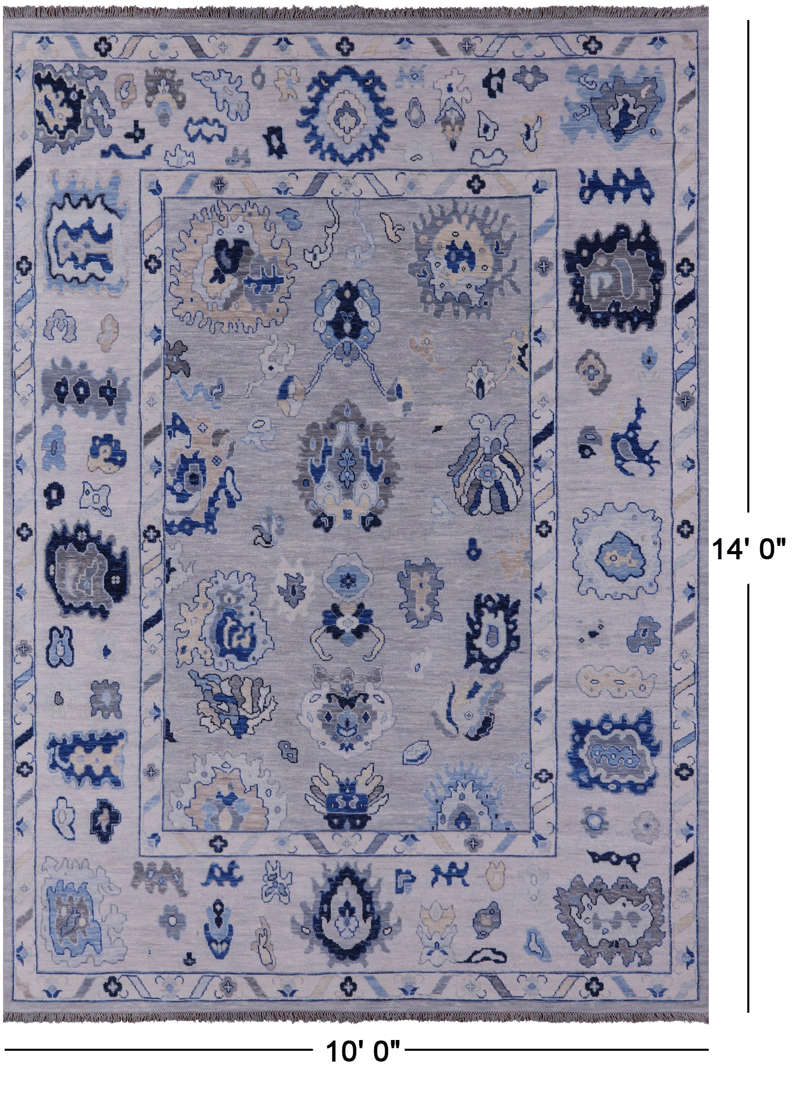 Grey Persian Sultanabad Hand Knotted Wool Rug - 10' 0" X 14' 0" - Golden Nile