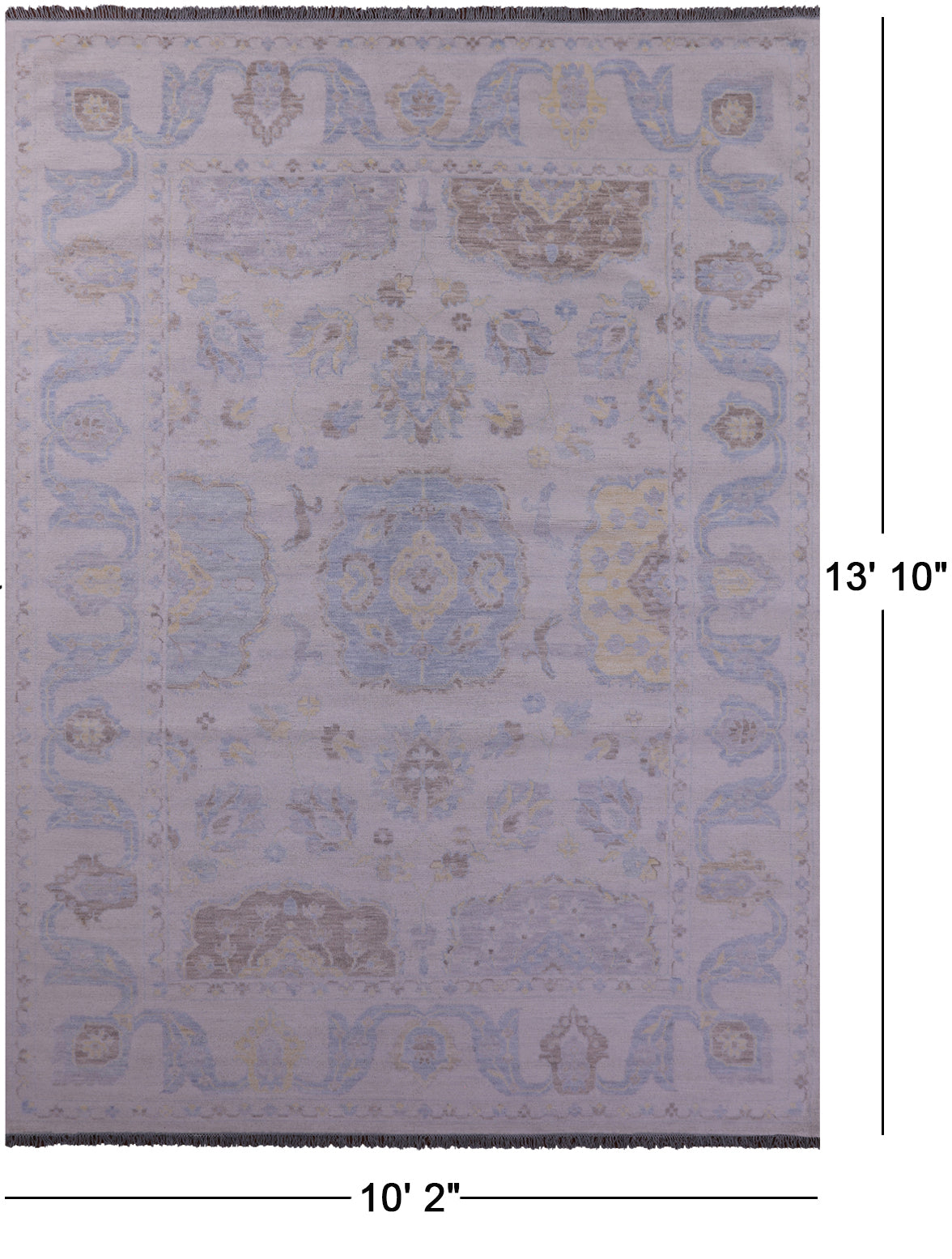 Ivory Persian Tabriz Hand Knotted Wool Rug - 10' 2" X 13' 10" - Golden Nile