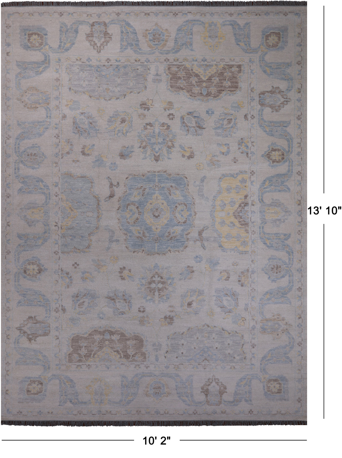 Ivory Persian Tabriz Hand Knotted Wool Rug - 10' 2" X 13' 10"