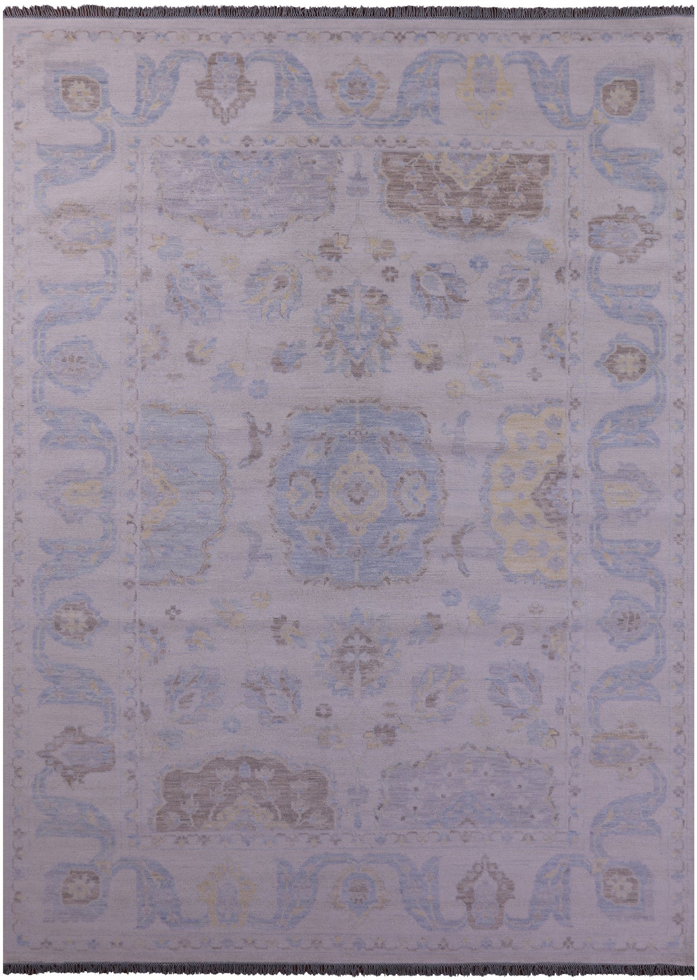 Ivory Persian Tabriz Hand Knotted Wool Rug - 10' 2" X 13' 10" - Golden Nile
