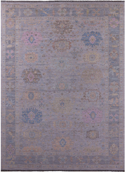 Silver Persian Sultanabad Hand Knotted Wool Rug - 10' 0" X 14' 0" - Golden Nile
