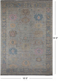 SUPER SALE Silver Persian Sultanabad Hand Knotted Wool Rug - 10' 0" X 14' 0"