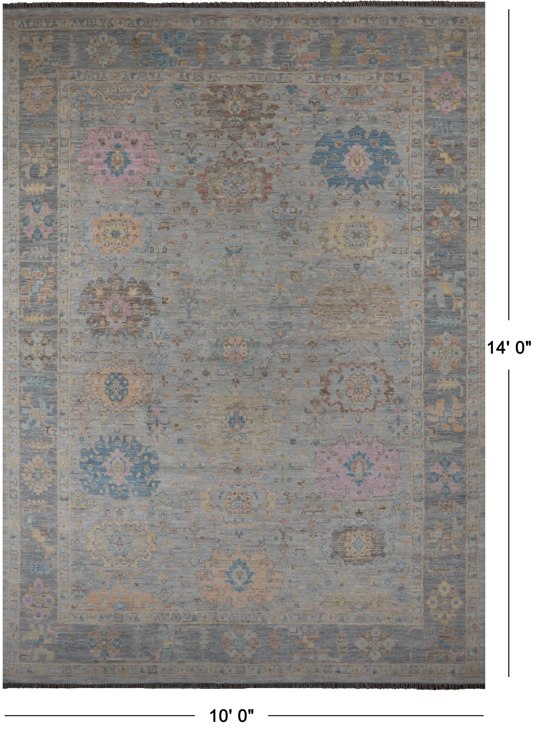 SUPER SALE Silver Persian Sultanabad Hand Knotted Wool Rug - 10' 0" X 14' 0"